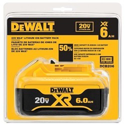 Stanley Black & Decker DeWALT® DCB206 Battery, Tool, 6 Ah Battery, Lithium-Ion Battery, 20 VAC Charge, For Use With: DeWalt® 20 V Tools