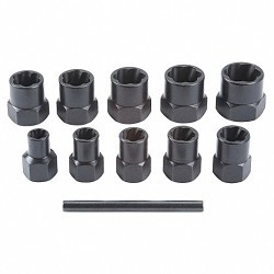 Stanley® Black & Decker Proto® J69X00 Bolt Extractor Set, Metric, 1/2 in, 1/4 in to 3/8 in, 5/8 in, 7/16 in, 9/16 in, 10 Piece