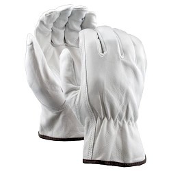 Stauffer Glove K85EJM Driver Gloves, Medium, #8, Leather, White, Slip-On Cuff