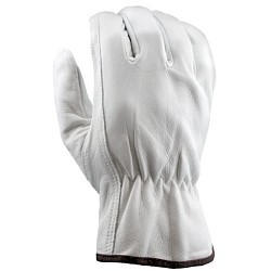 Stauffer Glove K85EJM Driver Gloves, Medium, #8, Leather, White, Slip-On Cuff