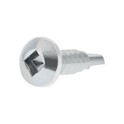 Stelfast® F-A85/8 Self-Drilling Screw, Measurement System: Imperial, #8, 5/8 in Overall Length, Pan, Square Drive, Steel, Bright Zinc Plated, #2 Drive