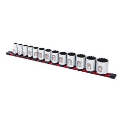 Sunex® 28002C Socket Set, No Impact Rated, Measurement System: Imperial, 12 Points, 1/2 in Drive, 13 Piece