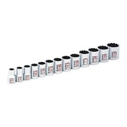 Sunex® 28002C Socket Set, No Impact Rated, Measurement System: Imperial, 12 Points, 1/2 in Drive, 13 Piece