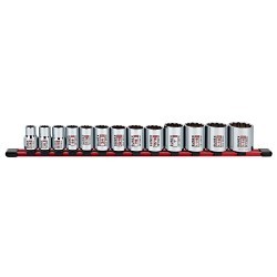 Sunex® 28002C Socket Set, No Impact Rated, Measurement System: Imperial, 12 Points, 1/2 in Drive, 13 Piece