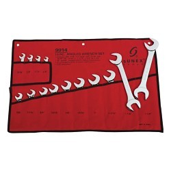 Sunex® 9914 Angled Head Wrench Set, 14 Pieces, 3/8 to 1-1/4 in, Full Polished