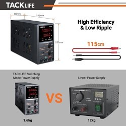 TACKLIFE MDC02 Power Supply Variable, 30 V Input, 10 A