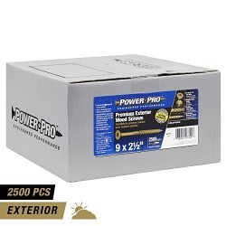 The Hillman Group Power Pro ONE 495603 Wood Screw, Measurement System: Imperial, #9, 2-1/2 in Overall Length, Flat, Carbon Steel, Star Drive, Bronze Epoxy Exterior Coating