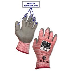 Tilsatec® GP2000PUL DeTach Safety Gloves, Large, #9, Polyurethane Palm, Resists: Cut