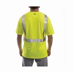 Tingley Job Sight™ S75022.4X Class 2 Short Sleeve T-Shirt, 4XL, Hi-Viz Fluorescent Yellow/Green, Bird's Eye Polyester, 33-1/2 in L