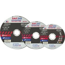 United Abrasives SAIT® 23606 Cut-Off Wheel, 6 in Wheel Dia, 0.45 in Wheel Thickness, 7/8 in Center Hole, 060 Grit