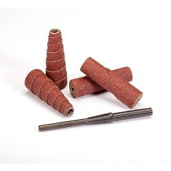 United Abrasives SAIT® 38071 Cartridge Roll, 1/2 in Maximum Roll Dia, 1-1/2 in Overall Length, 1/8 in Pilot Hole Dia, 40 Grit, Aluminum Oxide Abrasive
