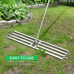 Vivoson B0BLC142KJ Lawn Level Rake, Stainless Steel Blade, 48 in Blade Length, 10 in Blade Width