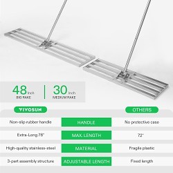 Vivoson B0BLC142KJ Lawn Level Rake, Stainless Steel Blade, 48 in Blade Length, 10 in Blade Width