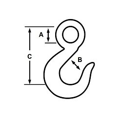 Volunteer SS14ESH Eye Slip Hook, 1/4 in, 1000 lb, Stainless Steel