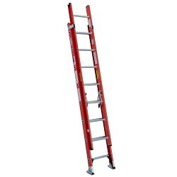 WERNER® D6216-2 Extension Ladder, 16 ft Overall Length, ANSI Code: A14.5-2007, 300 lb, Fiberglass