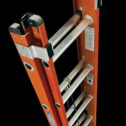 WERNER® D6220-2 Extension Ladder, 20 ft Overall Length, ANSI Code: A14.5-2007, 300 lb, Fiberglass