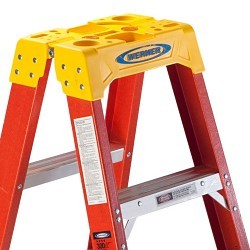 WERNER® T6204 Twin Ladder, 8 ft 5 in Ladder Height, 300 lb, ANSI Code: A14.5-2007, Fiberglass