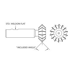 WHITNEY DA3860CT Chamfer Milling Cutter, 3⁄8 in Cutter Dia, 9⁄64 in Length of Cut, 6 Flutes, 3⁄8 in Shank Dia, 2-3⁄8 in Overall Length