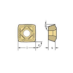 Walter 6154480 Tiger-tec® Center Sintered Indexable Drilling Insert, ANSI Code: P4841C-3R-A57 WXP40, Squared Shape, Material Grade: K, M, P, S, 3 Insert, P484 Insert, 2.8 mm THK, 7 mm Inscribed Circle, Manufacturer's Grade: WXP40