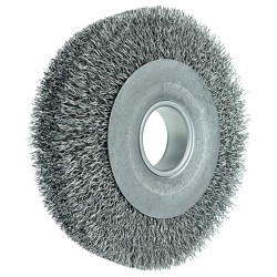 Weiler® 03150 Wire Wheel, 8 in Brush Dia, 1-1/2 in Face Width, 0.014 in Filament/Wire Diameter, Crimped Filament/Wire Type, 2 in Arbor Hole Size