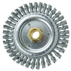 Weiler® 79801 Wire Wheel Brush, 4-1/2 in Brush Dia, 3/16 in Face Width, 0.020 in Filament/Wire Diameter, 5/8-11 UNC in Arbor Hole