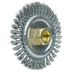 Weiler® 79801 Wire Wheel Brush, 4-1/2 in Brush Dia, 3/16 in Face Width, 0.020 in Filament/Wire Diameter, 5/8-11 UNC in Arbor Hole