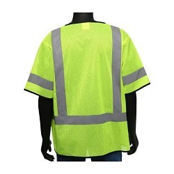 West Chester 47302M Vest, Medium, Hi-Vis Yellow, Polyster Mesh, Zipper Closure