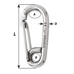 Wichard WIC2313 Carbine Hook, 2-3/8 in Overall Length, 360 kg