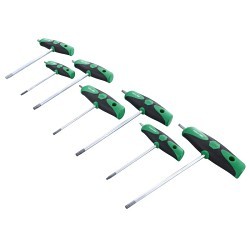 Wiha® 36497 T-Handle Set, 7 Piece, Torx Drive, T Shape, Chrome-Vanadium-Molybdenum Steel, Satin Chrome