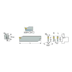 Iscar 2300514 SELF-GRIP Indexable Cut-Off Blade, Double End End, 0.0945 in W SGFH Blade, 2.7 to 3.53 mm W Insert, Insert Compatibility: GF.. 3