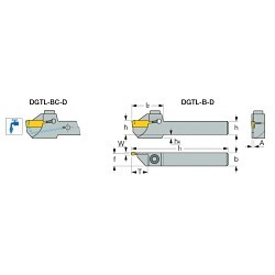 Iscar 2301427 DO-GRIP Integral Shank Indexable Grooving Toolholder, Insert Compatibility: DGN.., 0.063 in Insert Seat, Right Hand Cutting, 0.075 in W Min Groove, External, 1 in H x 1 in W Shank, DGTR Toolholder