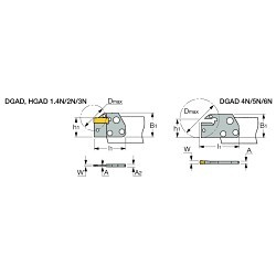 Iscar 2394966 DO-GRIP Double End Twisted Indexable Grooving Blade, Neutral Cutting, 1.26 in Dia Max Workpiece, DGAD Blade, 1.181 in H Blade, 0.075 to 0.098 in W Groove