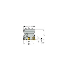 Iscar 3105246 HELIDO High-Feed Indexable Face Mill With Internal Coolant Channel, ANSI Code: FF FWX D2.00-04-0.75-08, 1.37 in Dia Cutting, 3/4 in Dia Shank, 1-3/4 in OAL, FF FWX-08 Insert, 0.079000000000000001 in Max Depth of Cut, 3/4 in Dia Arbor Hole