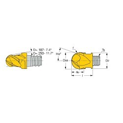 Iscar 5621318 MULTI-MASTER Interchangeable Milling Head, ANSI Code: MM EB.375A27-4T06 IC908, MM EB Milling Tip Style, Ball Nose Milling Tip, Solid Carbide, 0.19 in Corner Radius, Manufacturer's Grade: IC908, 4 Flutes, Material Grade: H, K, M, P, S