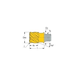 Iscar 5622125 MULTI-MASTER Interchangeable Milling Head, ANSI Code: MM EC.500B37R015-6T08 IC908, MM EC-6 Milling Tip Style, End Mill Milling Tip, Solid Carbide, 0.016 in Corner Radius, Manufacturer's Grade: IC908, 6 Flutes, Material Grade: H, K, M, P, S