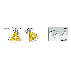 Iscar 5901519 ISCARTHREAD Laydown Threading Insert, 16ERMAG Insert, Triangular Shape, 8 to 48 TPI, External Thread, 60 deg Partial Profile Thread, 0.5 to 3 mm Pitch, Right Hand Cutting, Manufacturer's Grade: IC908, Material Grade: H, K, M, P, S