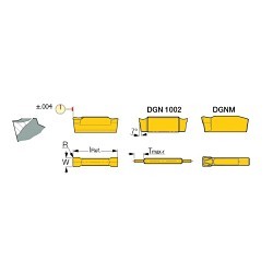 Iscar 6002961 DO-GRIP Parting Insert, 2202J Insert, DGN Insert, Material Grade: H, K, M, N, P, S, 2.2 mm W Cutting, 0 deg Lead Angle, Neutral Lead Angle Direction, 7 deg Relief Angle, Carbide, Manufacturer's Grade: IC908, PVD Coated