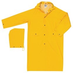 MCR Safety 200C Classic Series Rain Gear, Large, Yellow, .35mm PVC, Polyester Material, Waterproof, Detachable Hood