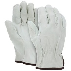 MCR Safety 32013L Leather Drivers Work Gloves, Industrial Grade Insulated, Large, #9, Cowhide Leather, Beige, Gunn Cut/Standard Finger/Straight Thumb, Unlined, Open/Slip-On Cuff, Uncoated, Elastic/Shirred Closure, 10.11 in Length