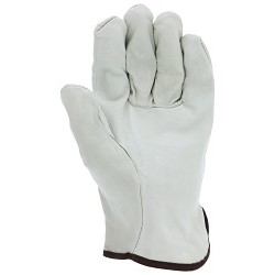 MCR Safety 32013L Leather Drivers Work Gloves, Industrial Grade Insulated, Large, #9, Cowhide Leather, Beige, Gunn Cut/Standard Finger/Straight Thumb, Unlined, Open/Slip-On Cuff, Uncoated, Elastic/Shirred Closure, 10.11 in Length