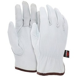 MCR Safety 3611XXL Leather Drivers Work Gloves, 2X-Large, #11, White, Keystone Thumb, Slip-On Cuff