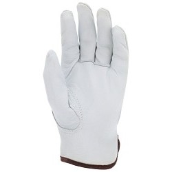 MCR Safety 3611XXL Leather Drivers Work Gloves, 2X-Large, #11, White, Keystone Thumb, Slip-On Cuff