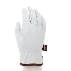 MCR Safety 3611XXL Leather Drivers Work Gloves, 2X-Large, #11, White, Keystone Thumb, Slip-On Cuff