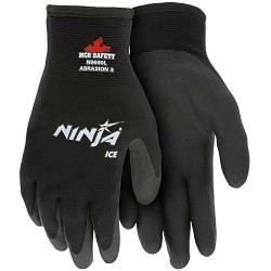 MCR Safety N9690M Ninja® Ice Insulated Work Gloves, Medium, #8, HPT Coating, 15 ga Nylon, Puncture-Resistance Level: 2, Black