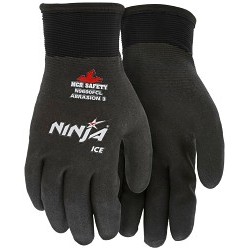 MCR Safety ActiFresh® N9690FCXL Work Gloves, Ice Insulated, Full Dipped, X-Large, #10, Black, HPT Coating, 15 ga Nylon, Knit Wrist Cuff, ANSI Cut-Resistance Level: A3, ANSI Puncture-Resistance Level: 2, PVC Palm, Acrylic Terry, 10 in Length