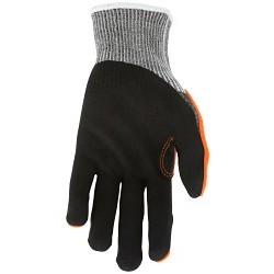 MCR Safety UltraTech® UT1952L Mechanics Gloves, Large, #9, Hi-Vis Orange/Black, 13-Gauge HyperMax® Shell, Black Sandy Nitrile Foam Coated Palm and Fingertips, TPR Back Protects Hands from Impact, ANSI Cut-Resistance Level: A4, ANSI Puncture-Resistance Level: 4