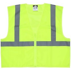 MCR Safety VCL2MLPX4 Safety Vest, 4X-Large, Hi-Viz Fluorescent Lime/Green, Polyester Mesh, Hook & Loop Front Closure, 2 Pockets, ANSI Class: ANSI/ISEA 107 Type R Class 2