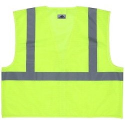 MCR Safety VCL2MLPX4 Safety Vest, 4X-Large, Hi-Viz Fluorescent Lime/Green, Polyester Mesh, Hook & Loop Front Closure, 2 Pockets, ANSI Class: ANSI/ISEA 107 Type R Class 2