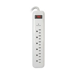 PRIME® PB802124 6-Outlet Surge Protector With SJT Cord and Plug, 125 V, 15 A, 6 Outlets, 3 ft L Cord