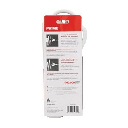 PRIME® PB802124 6-Outlet Surge Protector With SJT Cord and Plug, 125 V, 15 A, 6 Outlets, 3 ft L Cord